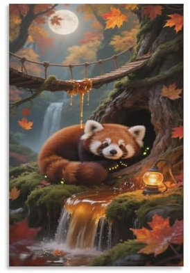PXBDUASIE Red Panda Poster, Dekoratives Gemälde, Leinwand, Wandkunst, Wohnzimmer, Poster, Schlafzimmer, Gemälde 08x12inch(20x30cm)