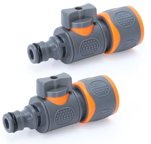 Garden Hose Pipe Tube Quick Release in Line Shut Off Valve, Connector with Control Valve, Valve Extender with Matching Hose End Quick Connectors for Horticultural Irrigation Garden (One Male 2pcs)
