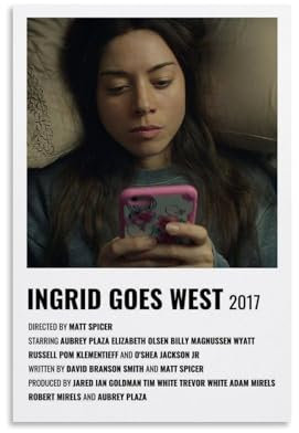 Ingrid Goes Filmposter Goes Film West, schwarze Komödie, Retro-Filmposter, Wandkunst, Leinwand, ästhetisches Cover, Poster, Vintage-Musik und Filme, dekoratives Gemälde für Wohnzimmer, Schlafzimmer