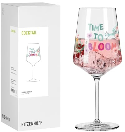 RITZENHOFF 8231003 Aperitif-Glas Sprizz 500 ml - Serie Home & Garden, mit Spruch Time to Bloom, bunt - Made in Germany