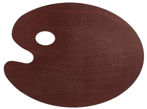 BENECREAT Palette en Bois Palette de Peinture Ovale de 29.5x39cm avec Trou pour Le Pouce Bac à Peinture pour Peinture à l'huile Acrylique et Gouache (Marron Coco)