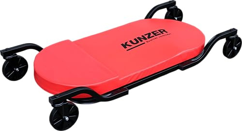 Kunzer WK 3045 Montagerollbrett 180 kg, gepolstertes Profi-Liegebrett, KFZ | 5-Zoll-Rollen, Metallrahmen, für Auto, Rollliege, Liegefläche, Kopfteil, Besitzt