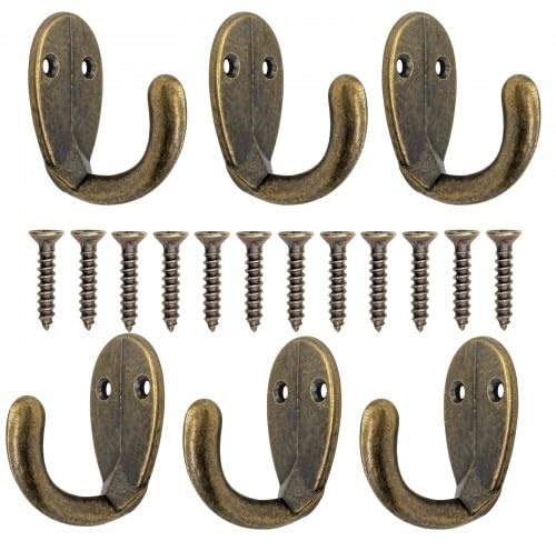 Rieoany 6 Ganci in Bronzo Antico, Ganci Vintage per Cappotti o Asciugamani, Materiale in Lega di Zinco, Ganci per la Casa