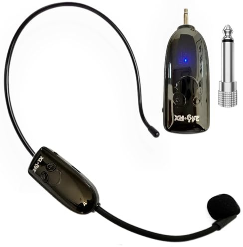 Head Microphone Wireless, Head Sets with Microphones, Bluetooth Headset Mic Ideal for Speakers PA System Voice Amplifier Wireless Microphone megaphone for Teacher, Tour Guides, Fitness Instructor