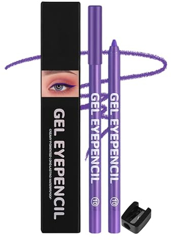Erinde Matita Occhi Gel Viola Opaco, Waterproof a Lunga Durata, Colore Intenso e Pigmentato Eyeliner, Cremosa e Scorrevole, con Temperino Incluso, Temperabile, per Occhi Sensibili, Cruelty-free, #10