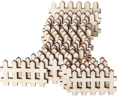 25Pcs Wooden Fence Embellishment, Fence Shaped Wooden Scrapbooking, Cutouts Wood Ornament for Crafts