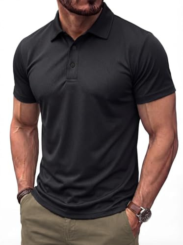 PINSPARK Poloshirt Herren Kurzarm Golf Shirt Atmungsaktiv Leicht Polohemd | Basic Polo Shirts Schnelltrocknend Sport Hemd Sommer Sportshirt, Gym Tennis Laufshirt