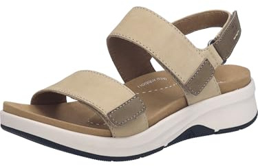 Josef Seibel Damen Klassische Sandalen Estelle.04,Weite G (Normal),Wechselfußbett,offene Schuhe,Strandschuhe,bequem,beige-Kombi,41 EU