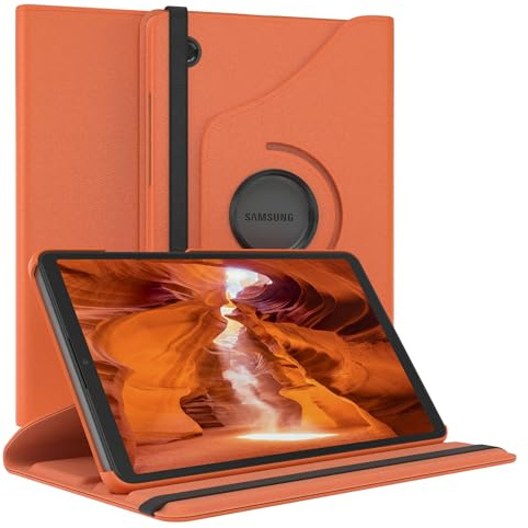EAZY CASE - Tablet Hülle für iPad Samsung Galaxy Tab A11 Schutzhülle 8,7 Zoll Smart Cover Tablet Case Rotationcase zum Aufstellen Klapphülle 360° drehbar mit Standfunktion Tasche Kunstleder Orange