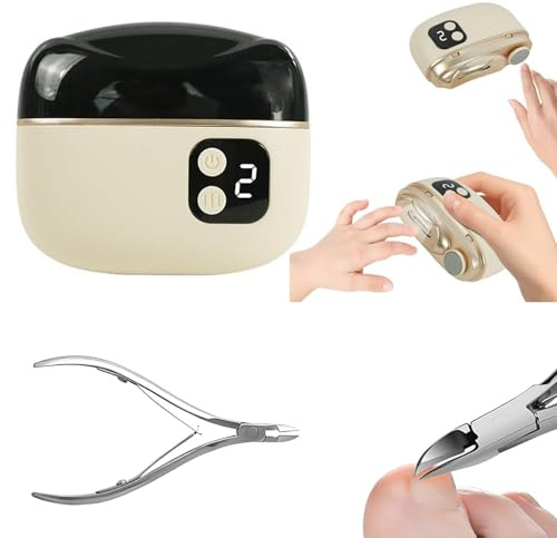 Coupe-Ongles Electrique de Ensemble,Coupe-ongles automatique 3 en 1 + un coupe-ongles coudé(Ongles Incarnés Profonds et épais)Enfants,Adultes et Personnes âgées,Idéal Tous Les Besoins en Soins Ongles