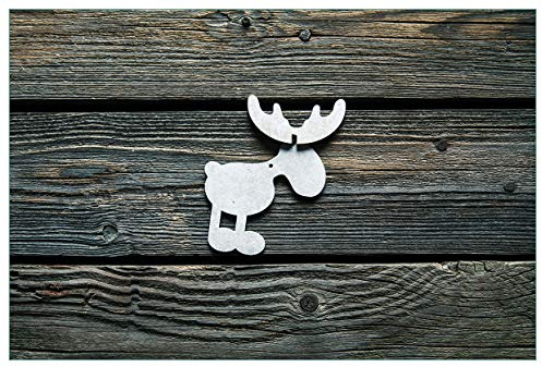 Wallario Küchenrückwand selbstklebend 90 x 60 cm, Motiv: Elch Symbol in weiß, vor dunklem Holz | Spritzschutz abwischbar & pflegeleicht