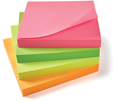 5 Star Sticky Notes Set Neon Office Supplies (12 Pack) 100 Sheets 76x76mm Re-Move Sticky Notes Repositionable Pad