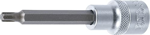 BGS 4161 | Bit-Einsatz | Länge 100 mm | Keil-Profil (für RIBE) M6 | Antrieb Innenvierkant 12,5 mm (1/2) | Chrom-Vanadium-Stahl | verchromt, matt | mit Rändelung