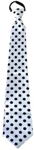 Das Kostümland Fifties Krawatte mit Punkten | Weiß Schwarz - 50er 60er Jahre Zubehör Tellerröcke Petticoats Polka Dot Herren Damen Punktmuster necktie Mottoparty Fasching Altweiberfasching