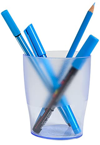Exacompta - Réf. 67610D - 1 Pot à crayons ECOPEN - dimensions 6x8x9,5 cm - couleur bleu glacé translucide - Pour stocker des stylos, des crayons, et d'autres articles de papeterie
