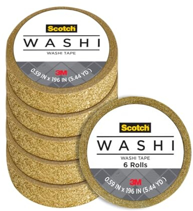Scotch Expressions Glitter Tape, 0.59 x 196, Gold, 6 Rolls (C514-GLD)
