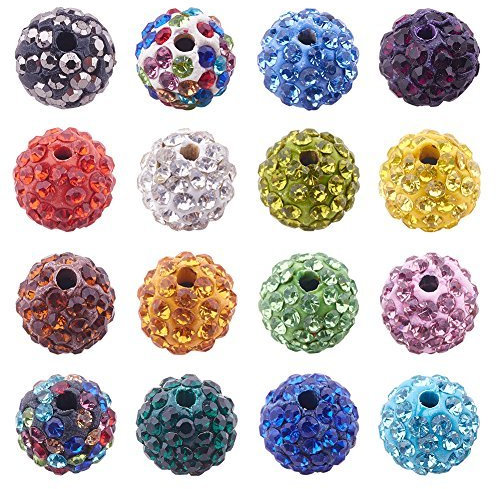 PH PandaHall 100pcs Strass Perlen 10mm Pave Disco Ball Clay Perlen Polymer Clay Strasssteine Perlen Kristall Diamant Perlen für Armband Halskette Ohrring Schmuck Herstellung Weihnachtsdekoration
