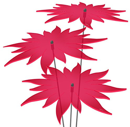 SUNPLAY Sonnenfänger - Sonnenblumen Set - 3X Rot - Ø 20 cm Durchmesser + Schwingstäbe