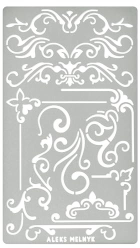Aleks Melnyk No.3 Schablonen Vintage Ornamente, Designer Metall Stencil für Möbel, vorlagen shabby, chabby chic, Malerschablonen für die Wand Muster, Template, Brandmalerei, Gravur, Set 1 Stück