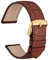 WOCCI 19mm Uhrenarmband Leder für Damen und Herren, Geprägtes Alligator, Goldene Schnalle (Braun)