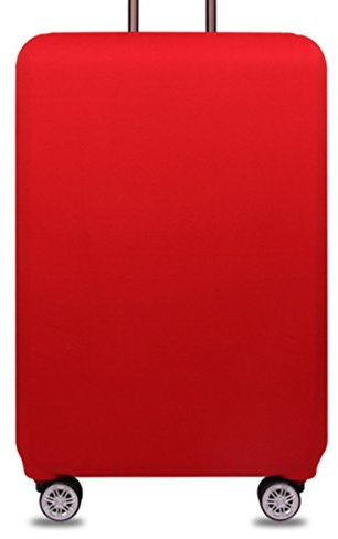 YianBestja Elastisch und Einfarbig Kofferhülle Koffer Abdeckung Schutzhülle Kofferschutzhülle Kofferbezug Luggage Gepäck Cover mit Band und Klettverschluss (Rot, M (22-24 Zoll))