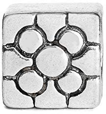 Eguzkilore Charm Plata de Ley 925mm Abalorio Baldosa de Bilbao, Compatible con Pulseras Eguzkicharm, Pandora y Otras Pulseras de Estilo Europeo.