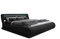 MB Muebles Bonitos, Cama de Matrimonio Rodas para Colchón de 150x190 cm, Luz LED, Canapé Abatible, Somier de Láminas, Estructura de Madera tapizada en Polipiel, Color Negro