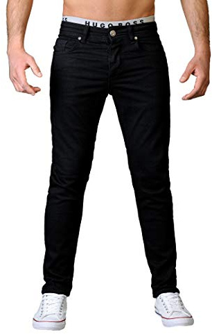 Gelverie Jeans Herren Slim Fit Jeanshose Stretch Designer Hose Denim I Black Denim, W40 / L32