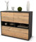 Stil.Zeit Sideboard Cornelia, Korpus anthrazit matt, Front Holz-Design Pinie (92x79x35cm) Push-to-Open Technik & Leichtlaufschienen