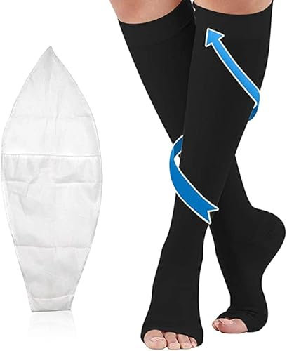 Medizinische Kompressionsstrümpfe Damen & Herren 20-30 mmHg, professionelle Pflege für Knöchel, Stützstrümpfe mit Gradientenkompression für Krampfader, Durchblutungsförderung -Schwarz S