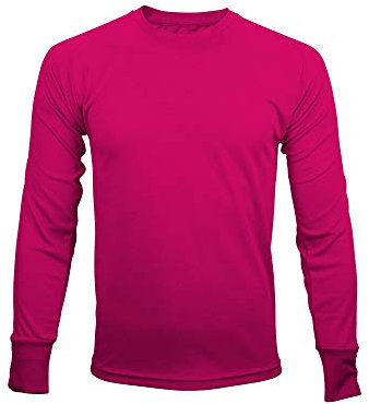 MUSTAGHATA – Camiseta técnica deportiva para hombre – Manga larga – Tecnología Active Fit System – Transpirable, fucsia, extra-large