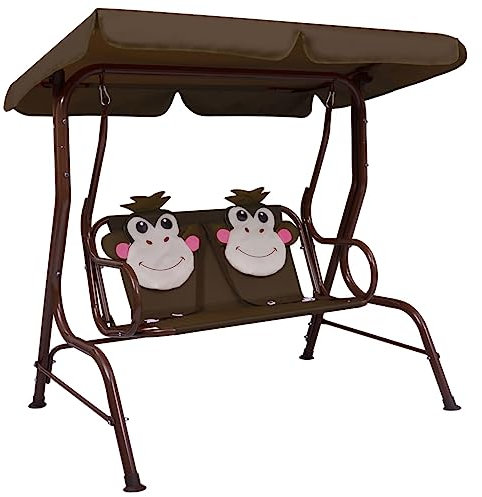 vidaXL Kinder Hollywoodschaukel Kinderschaukel Gartenschaukel Gartenbank Schaukelbank Hängeschaukel Gartenmöbel Braun 115x75x110cm Stoff