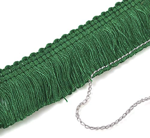 Beadthoven Quasten-Bordüre, 25 Meter, Faser-Spitzenbesatz, Fransen, Besticktes Band, grün zum Nähen, für Hochzeiten, Lateinamerikanische Kleider, Bühne, Kleidung, Dekor, 25 mm breit