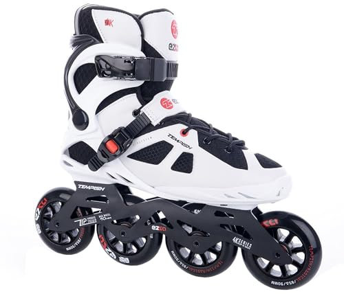 TEMPISH Fitness Inline Skate Ezza 90 für Herren optimale Passform Training Skating ABEC 9 6 Größen I Weiß-Schwarz-Rot 43