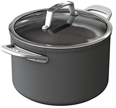 Ninja Foodi ZEROSTICK olla de 26 cm con tapa de vidrio, duradera, antiadherente, de aluminio anodizado duro, compatible con inducción, apta para lavavajillas y horno, en gris, C30426EU