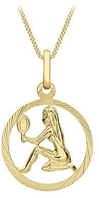 CARISSIMA Damen-Anhänger Sternzeichen Jungfrau rund Gelbgold diamantiert 9kt an Flachpanzerkette Gelbgold diamantiert 9kt 20 46cm