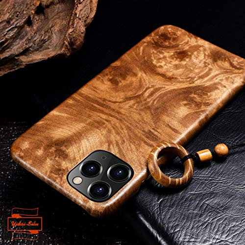 Yidai-Silu iPhone 12 Mini Echtholz Hülle 【FSC zert. Holz mit Aramidfaser, 0,8mm Ultra Dünn】 Holz Back Cover Stoßfest Etui Schutz Case Wood Case für iPhone 12 Mini 5,4” - Golden Burl