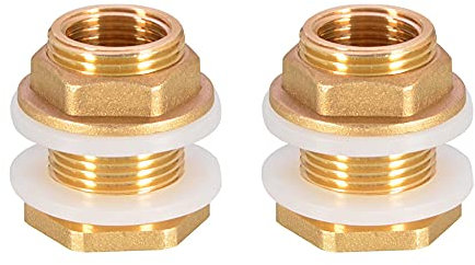 UYUYong 2 conectores de tanque de agua de 3/4 pulgadas, barril de lluvia de latón de primera calidad + 2 sellos de goma, conector de barril de lluvia, ojal de agua para barril de lluvia