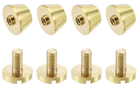 sourcing map 4 Sets Flache Nieten 12x8mm Taschenfüße Hohlnieten Standfüße Nieten Leder Nieten Metall Nieten Bolzen Geldbörse Handtasche Bodennägel für Taschen Massivem Messing