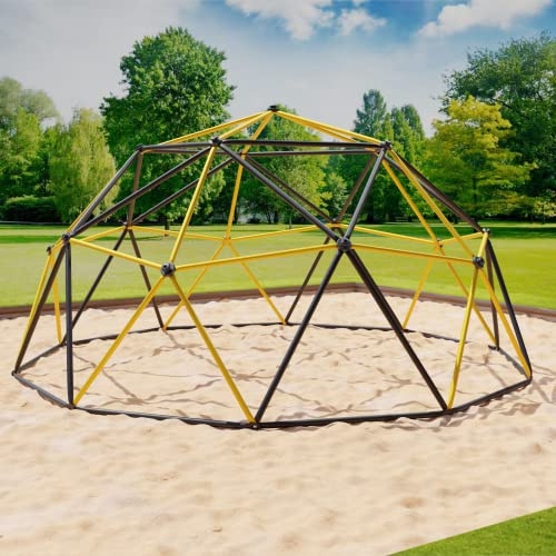 VESKA Klettergerüst DomeClimber Kinder Metall Kletterkuppel Geodome (10FT - 305cm, anthrazit/gelb)