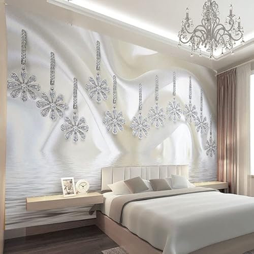 HDHGKYY Wandtapete Glitzer Silber Seidenstoff 3D Diamant Wohnzimmer Schlafzimmer Wandbild Kunst Tapete Wohnkultur Wandaufkleber