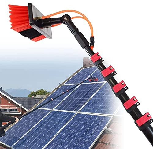 YQJY Fensterputzer Mit Teleskopstiel,photovoltaikreinigung,3-10m Teleskopstange Wasserführend Teleskop Waschbürste Sonnenkollektor Solar-photovoltaik-Panel-reinigungsbürste, 30cm brush head