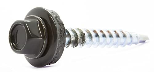 Lot de 50 vis autoperceuses pour toiture Gris anthracite 4,8 x 35 mm avec rondelle d'étanchéité EPDM peinte RAL 7016