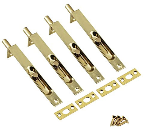 20,3 cm Edelstahl Türschloss Golden Verdeckter Bündigbolzen Schieberiegel mit Schrauben (4 Stück)