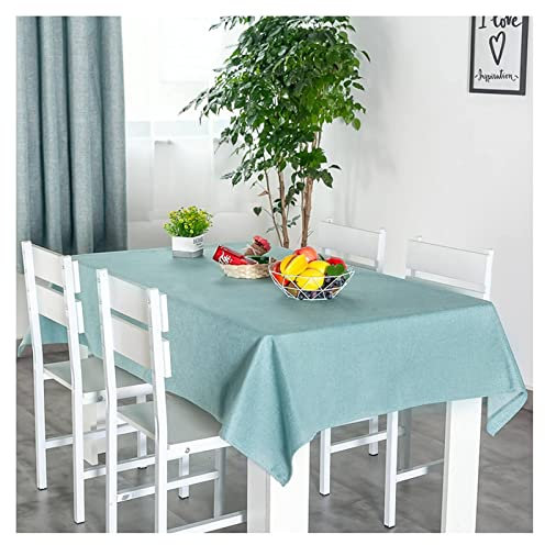 Nappe De Table Rectangulaire Imperméable Carrée Anti Tache Couleur Unie Simple Basse Noël en Verre Souple Bleu Vert Décoration Protection 140X180Cm