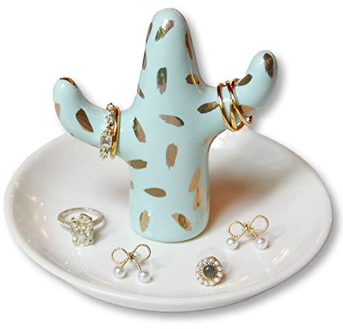 LZBALUYO Kaktus-Ringhalter, Schmuckhalter für Ringe, Ohrringe, Organizer, Kaktus-Geschenke für Frauen, Hochzeit, Geburtstag, Verlobung, Muttertag, Weihnachten, ästhetische Heimdekoration