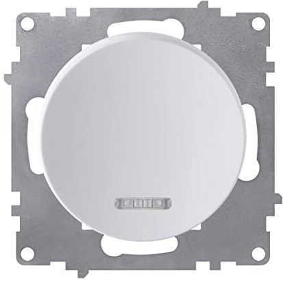 OneKeyElectro: Design-Kontrollschalter mit LED-Glimmlampe, 1fach, 1 Weg, Unterputz, matt-Antifingerprint, Schutzart IP20, 230V/16A, ohne Rahmen, weiß