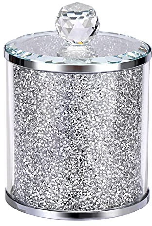 BTSKY 1pcs Crushed Diamond Storage Canister with Lid - Sparky Glass Container for Sugar, Coffee, Tea, Candies, Kitchen Glass Modern Decor Counter Decoration
