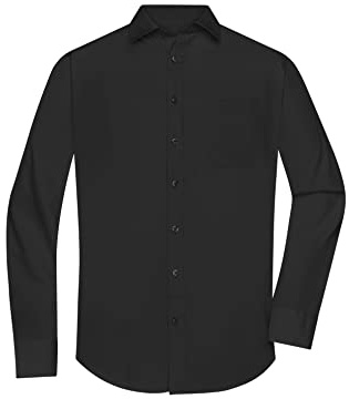James & Nicholson Herrenhemd Poplin Langarm - Klassisches Hemd mit Brusttasche in großer Farbauswahl | Farbe: black | Grösse: M