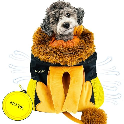 MORIK Lion's Den: Haustier-Rucksack für kleine Hunde und Katzen unter 9 kg. Mit guter Belüftung, waschbarer Matte und Sicherheitsgurt, ideal für Reisen, Wandern und Abenteuer im Alltag, Größe M